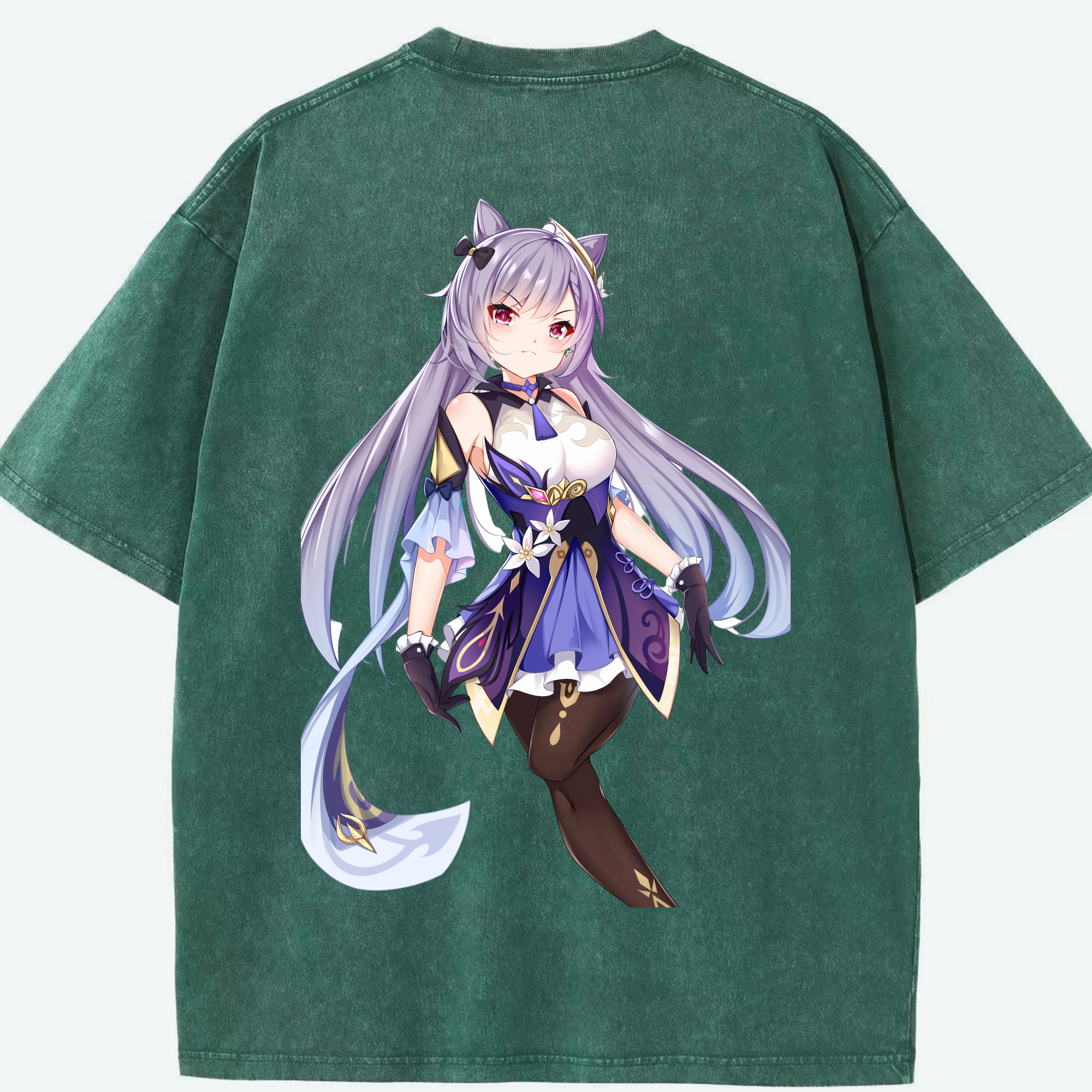 げんし神 刻晴 こくせい genshin Kokusei 綿100% ヴィンテージ風 半袖Tシャツ（背面プリント）
